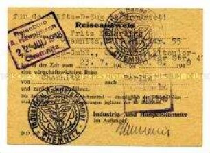 Ausweis für eine "wirtschaftswichtige Reise"
