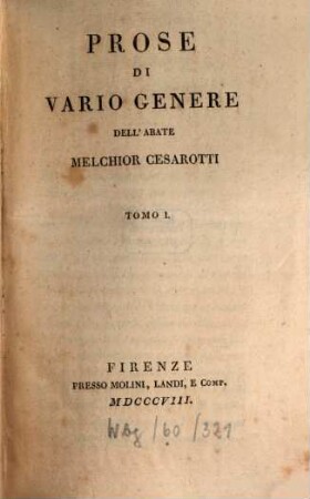 Prose di vario genere, 1