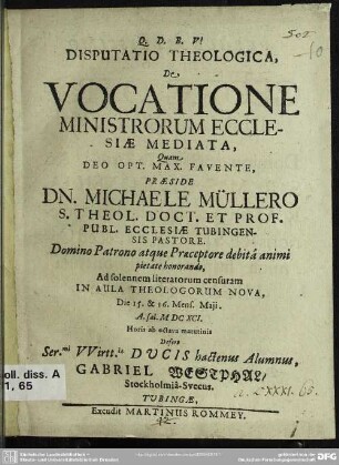 De vocatione ministrorum ecclesiae mediata