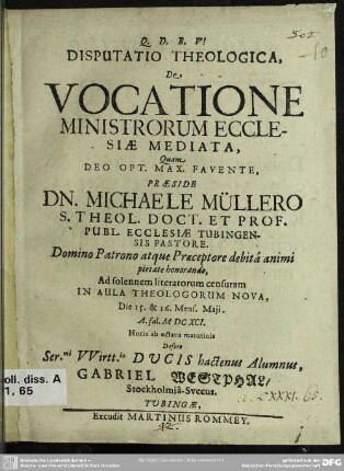 De vocatione ministrorum ecclesiae mediata