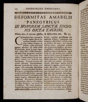 144-152, 11. Panegyricus in honorem Sanctae Sindonis dictus Taurini.
