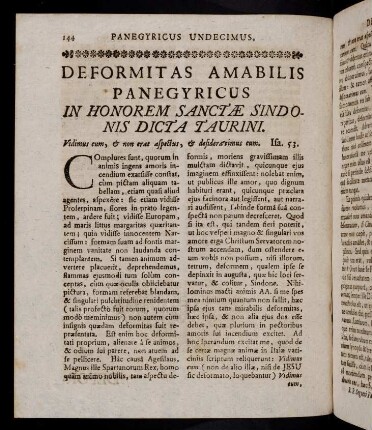 144-152, 11. Panegyricus in honorem Sanctae Sindonis dictus Taurini.