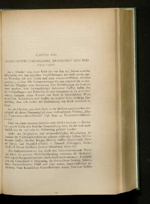 Kapitel VIII. Kochs letzte Lebensjahre, Krankheit und Tod (1904-1910)