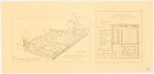 Kleingarten Typ 1 (Blumenfreund): Perspektivische Ansicht, Grundriss 1:100
