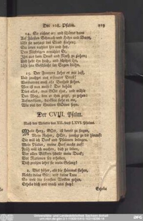 Der CVIII. Psalm.