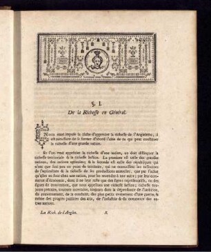 § I. De la Richesse en Général.