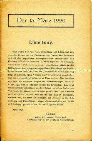 Nachbetrachtung zum Kapp-Putsch aus konservativer Sicht