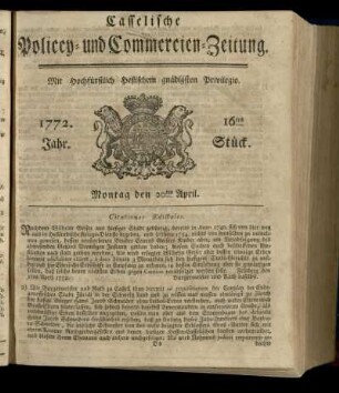 16tes Stueck, Montag den 20ten April 1772