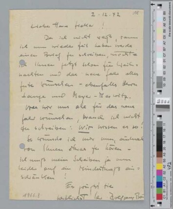 Brief an Hugo Sieker