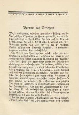 Vorwort des Verlegers