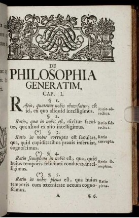 De Philosophia Generatim.