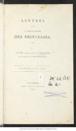Lettres Sur L'Éducation Des Princesses
