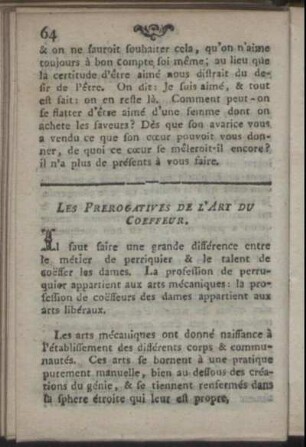 Les Prerogatives de l'Art du Coeffeur