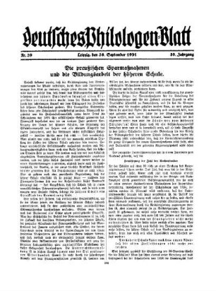 Die preußischen Sparmaßnahmen und die Bildungsarbeit der höheren Schule