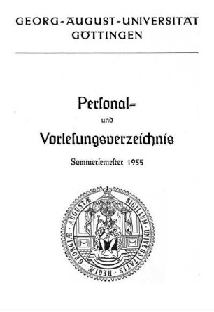 SS 1955: Personal- und Vorlesungsverzeichnis ...