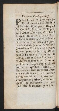 Extrait du privilege du Roy