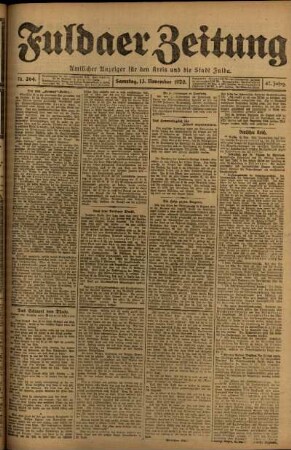 Erste Ausgabe vom Samstag, den 13. November 1920.