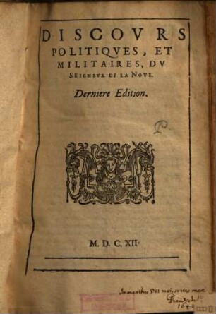 Discovrs Politiqves, Et Militaires