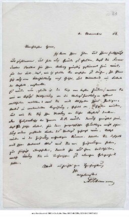 Brief von August Petermann von Justus Perthes' Geographische Anstalt <Gotha> an Reinhold Grundemann : Gotha, 04.11.1864 ; [Kopie]