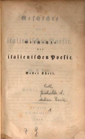 Geschichte der italienischen Poesie. 1