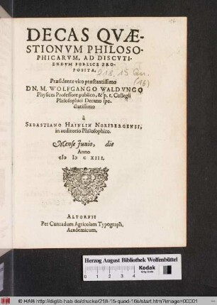 Decas Quaestionum Philosophicarum