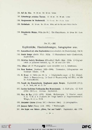 Kupferstiche, Handzeichnungen, Autographen usw. (Nr. 191-233)