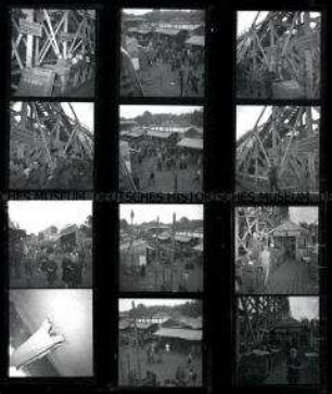 Schwarz-Weiß-Negative mit Aufnahmen von alliierten Truppen bei Vergnügungen im Treptower Volkspark