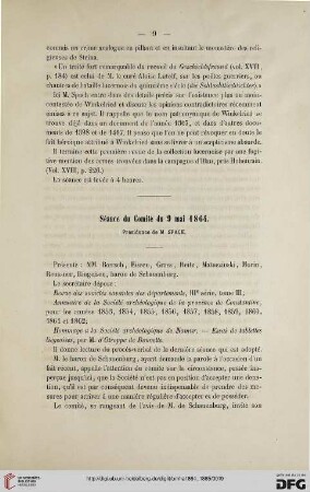 Séance du Comité du 9 mai 1864