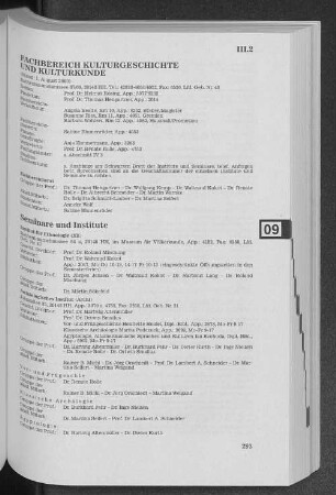 Fachbereich Kulturgeschichte und Kulturkunde