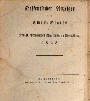 Amtsblatt der Preussischen Regierung zu Königsberg. 18. 1828