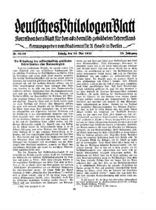 Die Erhaltung des wissenschaftlich gebildeten Lehrerstandes eine Notwendigkeit