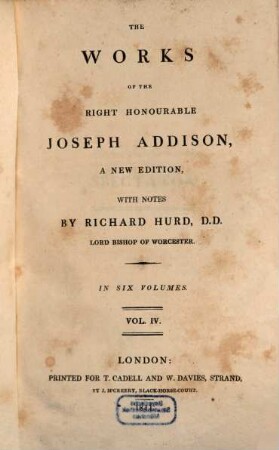 The works of the right honourable Joseph Addison : in six volumes. 4