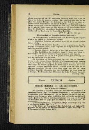 Kirchliche Aufgaben des Religionsunterrichts?