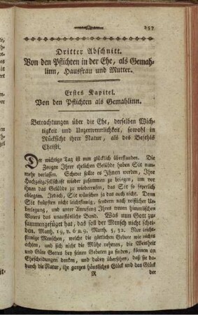 Erstes Kapitel. Von den Pflichten als Gemahlinn.