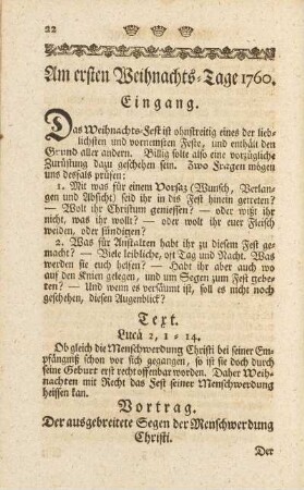 Am ersten Weihnachts-Tage 1760