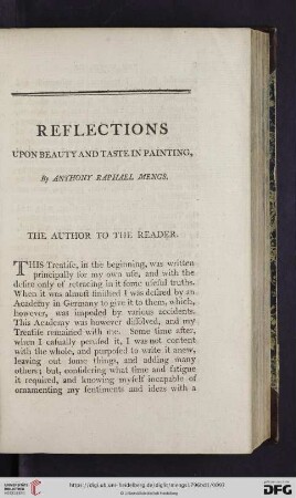 Reflections upon beauty and taste in painting. by Anthony Raphael Mengs