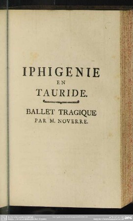 Iphigenie En Tauride : Ballet Tragique ...