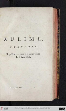 Zulime, tragedie
