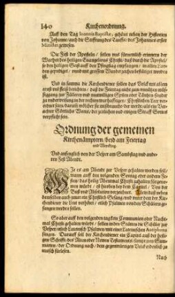 Ordnung der gemeinen Kirchenämptern/ beid am Feiertag und Wercktag.