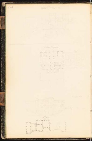Skizzenbuch: Villa Farnesiana, Villa Negroni, Villa Sacchetti, Rom: Ansichten, Grundrisse