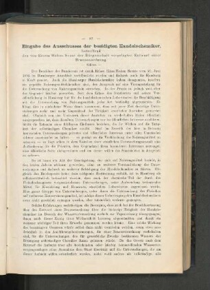 Eingabe des Ausschusses der beeidigten Handelschemiker.