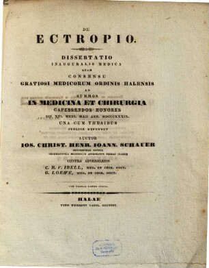 De ectropio : diss. inaug. med. ; cum tabula lapidi incisa