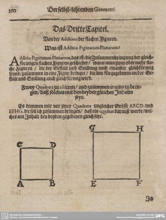 Das Dritte Capitel. Von der Addition der flachen Figuren.