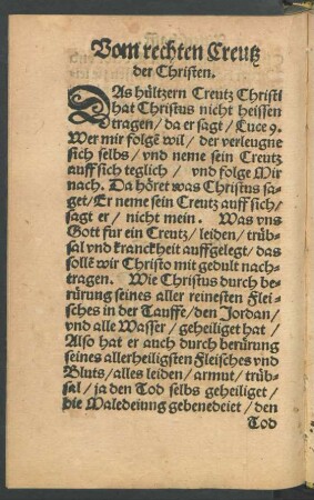 Vom rechten Creutz der Christen.