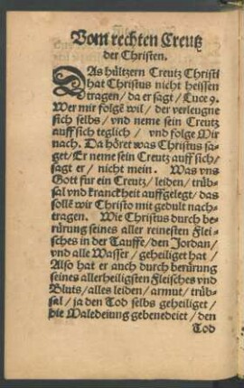 Vom rechten Creutz der Christen.
