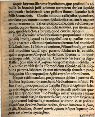 Æternitas Corporis Consideranda In Exemplo Filij Prodigi, Luc. 15. : Dominicâ primâ Quadragesimæ, In Oratorio Congregationis Majoris Latinæ, Beatæ Virginis Matris Propitiæ ab Angelo Salutatæ. Anno Domini MDCCXXXIII. Monachii