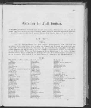 Eintheilung der Stadt Hamburg.
