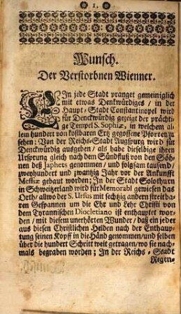 Lösch Wienn, Das ist: Ein Bewögliche Anmahnung zu der Kayserl. Residentz-Statt Wienn in Oesterreich, Was Gestalten Dieselbige der so viel tausend Verstorbene Bekanten unnd Verwanten nicht wolle vergessen, welche vor einem Jahr zu harten Pest-Zeit ... elend unter die Erden gerathen ...