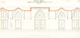Gärtner, Friedrich von; München; Wittelsbacherpalast - Türen im OG u. 2. OG (Ansicht m. Schnitt)