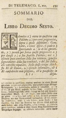 Sommario Del Libro Decimo Sesto.